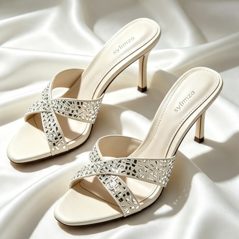 Crossfit Lady - Hoge kwaliteit mules sandalen met strass