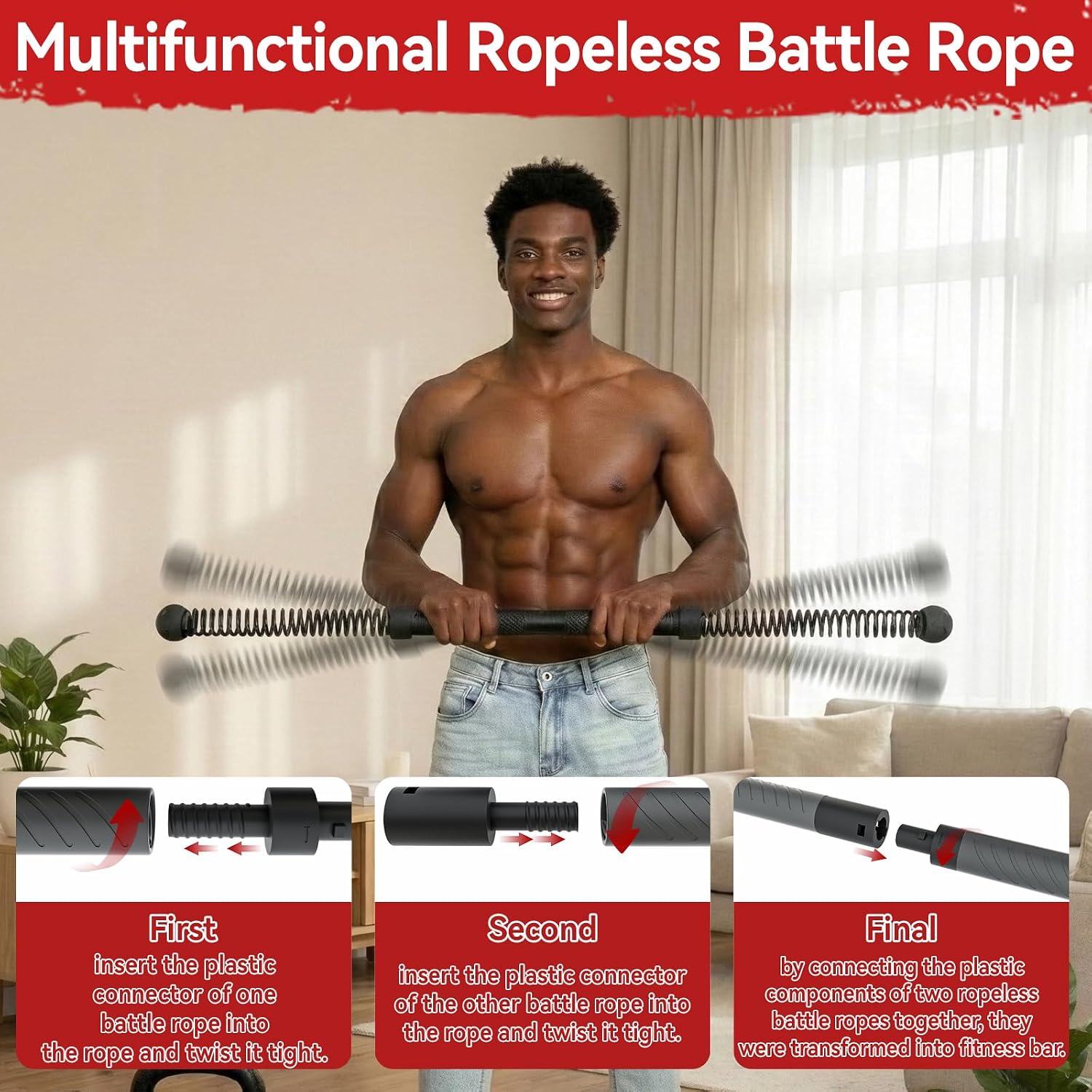 Crossfit Training Gear - 2-in-1 Verbeterde Draadloze Battle Rope Power